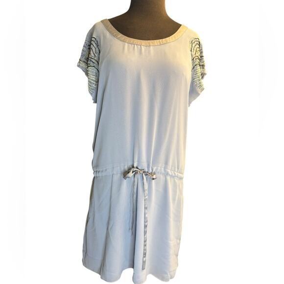 Y2K Beaded Sleeve Boho Glam Tunic Dress L Feminine Retro Art Deco Soft Girl - Picture 1 of 8